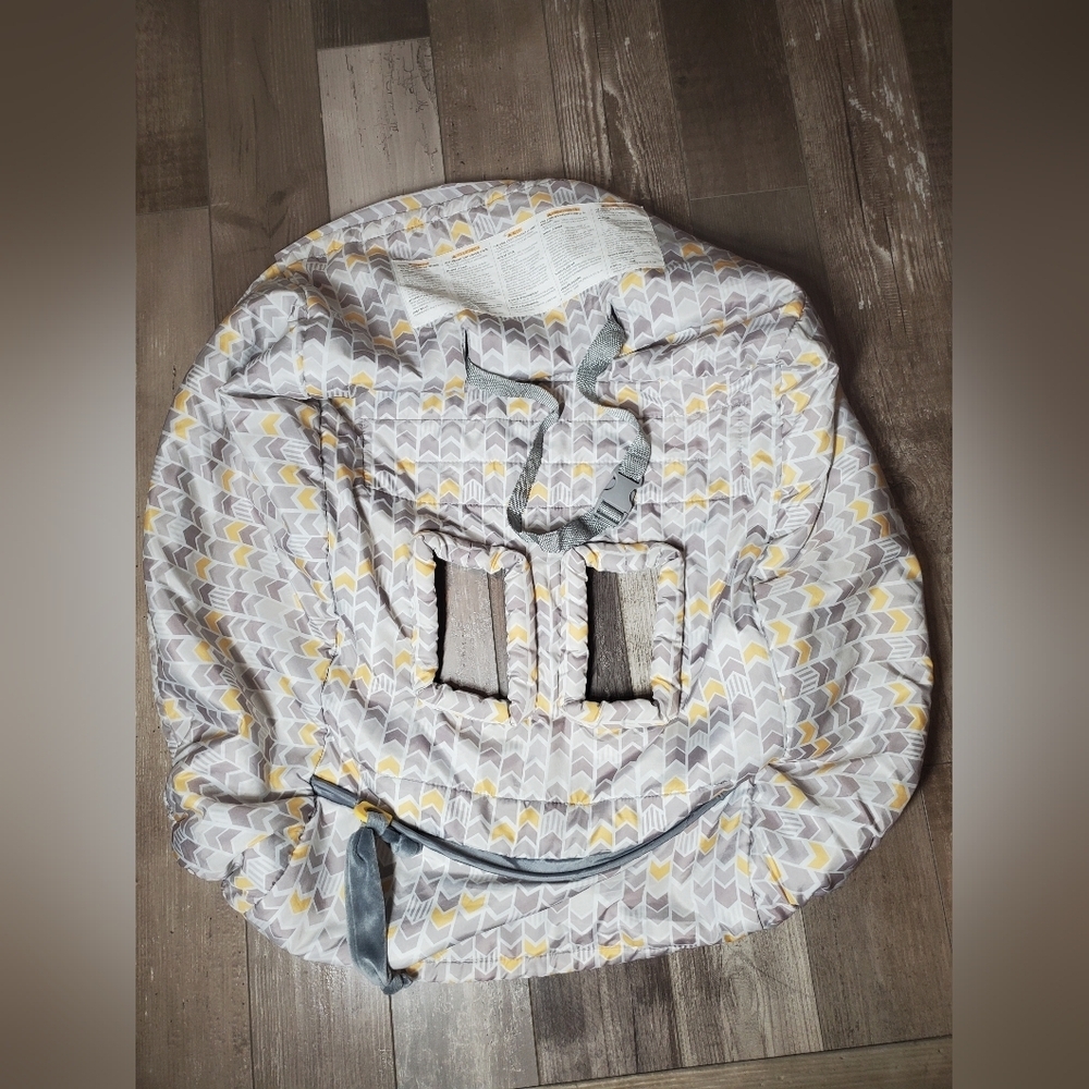Boppy Shopping Cart and High Chair Cover Gray Yellow White EUC